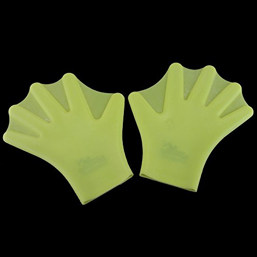 WinnerEco Swimming Webbed Gloves Hand Wear Silicon Adult Frog Finger Fin Paddle, Yellow - Thumbnail 4