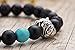 Karseer Black Matte Onyx and Lava Energy Stone Mala Beaded Stretch Bracelet with Bulldog Mascot Charm and Birthstone Embellishment, Handmade Friendship Jewelry Gift Unisex 7