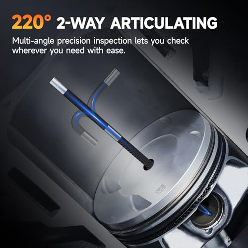 FOXWELL Y400 220° Rotatable Endoscope Camera with Light, 6.2 mm Endoscope Camera, Movable Head, IP67 Waterproof Inspection Camera, Endoscope Camera, 1080P Tube Camera, Channel Camera - 5.25 ft (1.6 Metres)