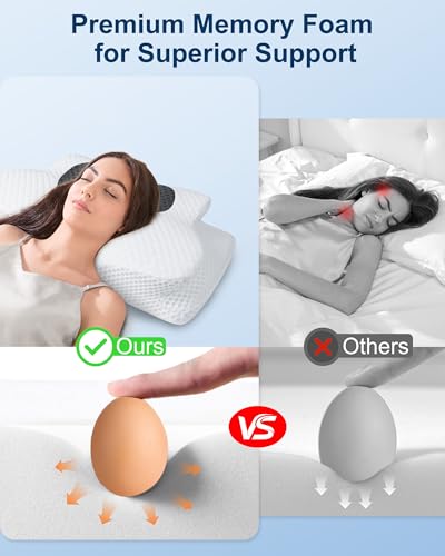 HOMCA Neck and Neck Pillow, Ergonomic Memory Foam Pillow, Side Sleeper, Back and Mouth Down Pillow, 60 x 40 x 9/10 cm