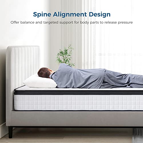 Inofia Queen Mattress,10 Inch Queen Size Hybrid Mattress, Breathable