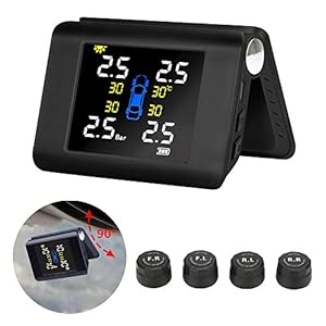 Jansite TPMS Zonne-energie Bandenspanningscontrolesysteem met 4 externe sensoren LCD Real-time weergave Autobanddruk…