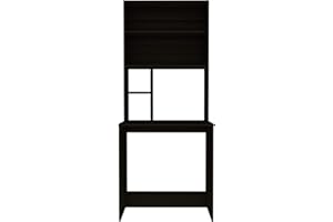 DEPOT E-SHOP Xalo Computer Hutch Desk, Lower Shelf, 4 Shelves, Black