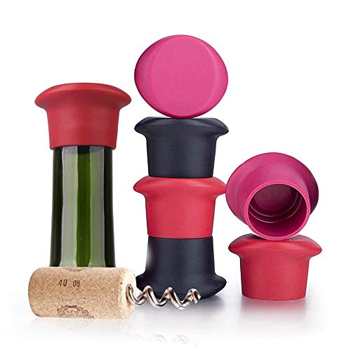 Wine Stoppers,Wine Silicone Caps Stoppers Bottle Sealer，Silicone Reusable Wine and Beverage Bottle Stoppers, Cork Replacement for Wine(Set of 6) - Thumbnail 7