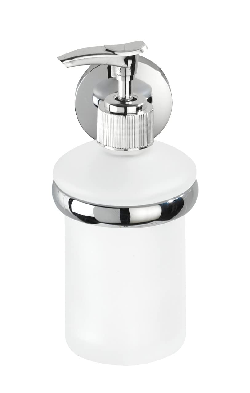 WENKO 22179100 Cuba Stainless Steel/Glass Soap Dispenser - 20 x 15 x 15 cm - Silver/White