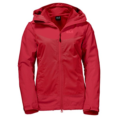 Jack Wolfskin Women's North Ridge 3-in-1 Jacket, Hibiscus Red, XX-Large Jack Wolfskin Women's North Ridge 3-in-1 Jacket, Hibiscus Red, XX-Large