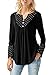 onlypuff Polka Dots Blouse Tops For Women Elegant V-Neck Sexy Ruffle Hem Black XLarge