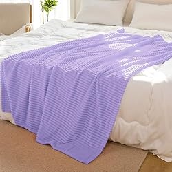 Vessia Flannel Fleece Striped Bed Blanket Twin