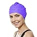 BEEMO Women Swim Bathing Caps Ladies Retro Style Latex Embossed- Lilac