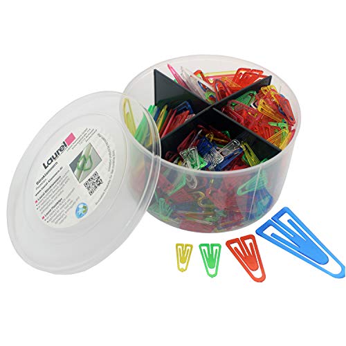 Laurel Crystal Assorted Paper Clips Page Markers Tabs Fasteners Colour Flag & Plant Identifiers U Pins 21-25-35-60 mm Pack of 650 Clips, Ideal to Sort Document for S.O.H.O, Crystal Colours (0813-96)