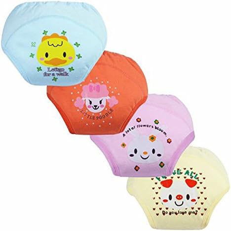 GVESS 4 X Baby Toddler Girls Cute 4 Layers Potty Training Pants Reusable(M)
