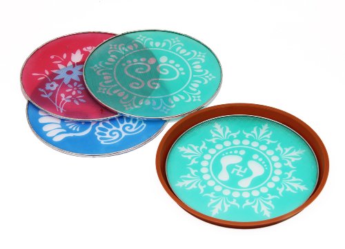 Designer stencil floor art décor set of 4 with traditional india…