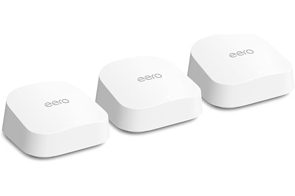 Amazon eero 7 mesh wifi system with eero Plus annual (auto-renews) - Supports internet plans up to 2.5 Gbps, Coverage up to 6,000 sq. ft., 3-pack