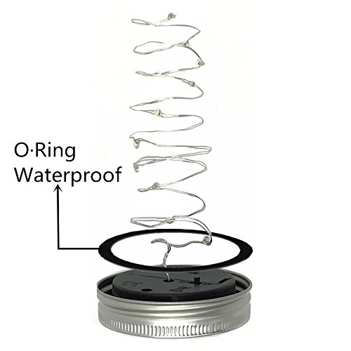 6-Pack Solar-powered Mason Jar Lights (6 Hanger Included / No Jar),10 LEDs Warm White Jar Hanging Light,Solar Fairy Firefly Lights Lids Insert Fit for Regular Mouth Jars for Decor Solar Table Light - Thumbnail 4