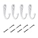 EBOOT 20 pcs Coat Hook Rack White Wall Mounted Hook Single Prong Robe Hanger with 50 pcs Screws for Coat,Bags, Hat, Key, Cap, Scarf, Cup