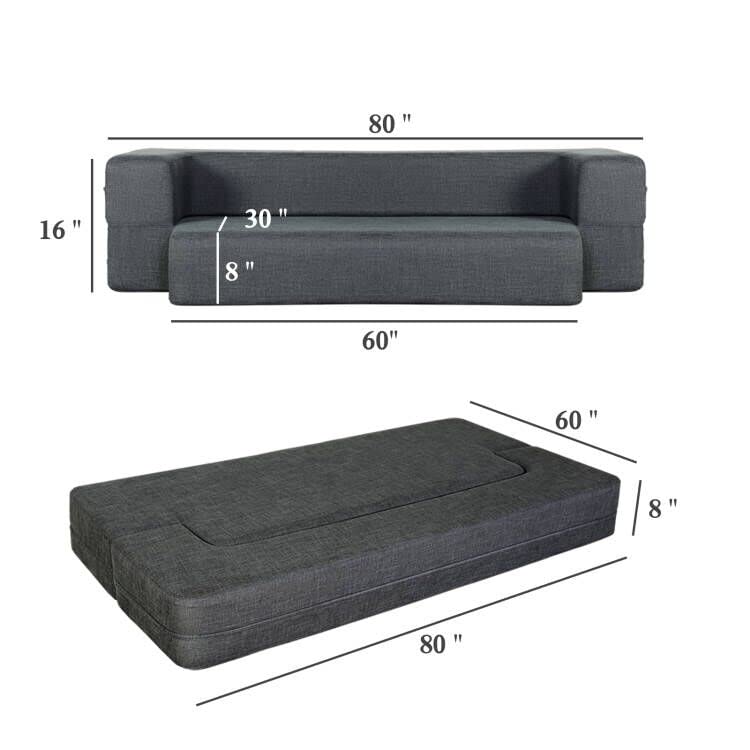 MAX WOTU 8 Inch Folding Bed Couch, Fold Out Couch Sofa Bed Memory Foam
