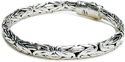 8.2 mm. Woven Sterling Silver Braided Bali Style Cable Antique Style Byzantine Link Chain Bracelet for Men Length 7.5,8,8.5,9 inches