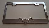 Batman Chrome 3D logo on Chrome Metal License Frame with screw caps included