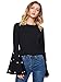 Floerns Women's Beading Bell Sleeve Ribbed T Shirts Tops