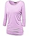 Lyxinpf Women Casual 3/4 Sleeve Dolman Drape Tops With Side Shirring Solid Long Sleeve Shirts