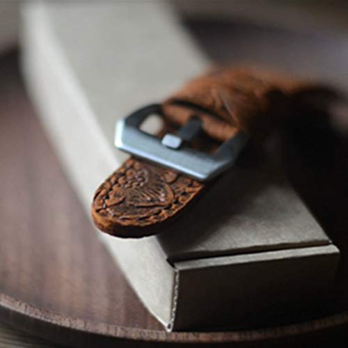 handmade Genuine Leather strap Apple Watch Band iwatch 42 mm iwatch Strap Replacement Band with Stainless Metal Clasp for Apple Watch Series 3 Series 2 Series 1 Sport and Edition,24mm Brown