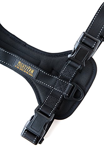 Mighty Paw Dog Car Harness - Vehicle Safety Gear - 2 Leash Attachment - Adjustable Straps - Reflective Stitching - Soft Padding - Standard Harness Functionality - No Pull Front Leash Attachment - L
