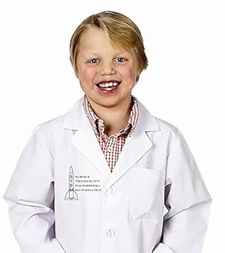 Aeromax Jr. STEM Lab Coat, White, 3/4 Length, Size 12/14