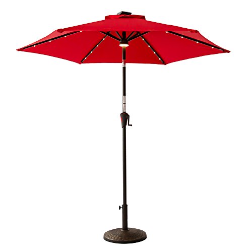 image for FLAME&SHADE 7ft 5in Solar LED Lights Outdoor Patio Market Umbrella Par
