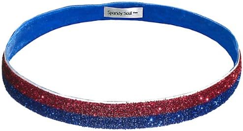 Sparkly Soul Rainbow Wide Headband, Red/Blue Team Colors Striped
