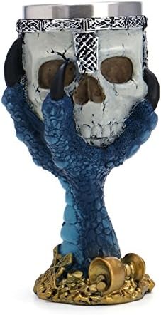 Stainless Steel 3D Skull Cup Wolf Claw Double Wall Drinking Mug Personalized Dragon Bone Metal Wine Goblet Glass Cups Mug (blue)