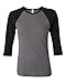 Bella Ladies' Two-Tone 3/4-Sleeve Raglan T-Shirt M Deep Heather/Black