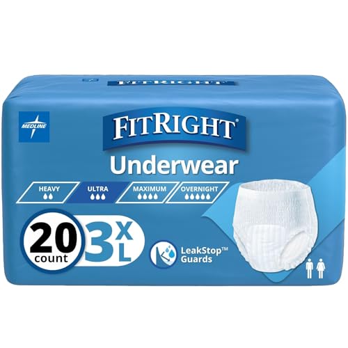 FitRight Adult Incontinence Underwear, Heavy Absorbency, 3X-Large, 75"-94" Wais…