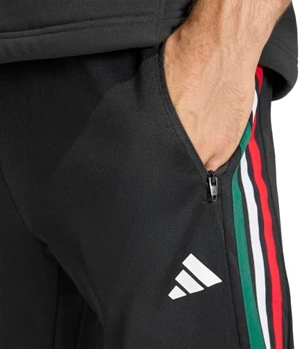 Homme Workout Essentials all-Set 3-Stripes Knit Pant, Black/Team Dark Green/White/Better Scarlet, M