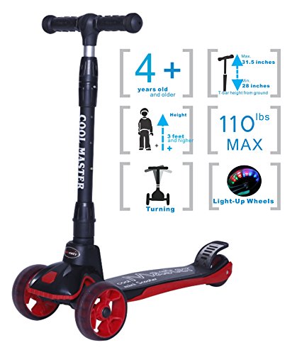 Voyage Sports Kick Scooter, Fold and Adjustable Height with Extra-wide Deck PU Flashing Wheels for toddlers Girl or boy, 3-wheel-scooter - Thumbnail 5