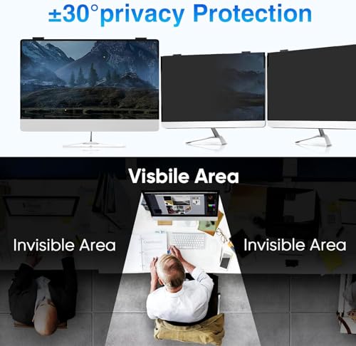 Ssumght Magnetic 27 Inch Computer Screen Privacy Shield, Flexible Privacy Screen Filter for Frameless Monitor, 16:9 Widescreen Anti-Spy Filter, Blue Light & Scratch Protection, Removable Soft Film