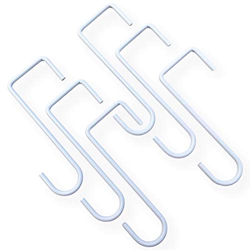 Patio Hooks 3x8in & 2x6in 6 Pack White Steel Hangers Great Brackets