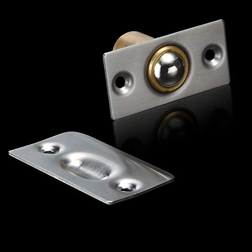 Mousike Cabinet/Closet Door Ball Catch,Stainless Steel Adjustable Ball Catch Door Hardware (Brushed Satin Finish 4 Pack)