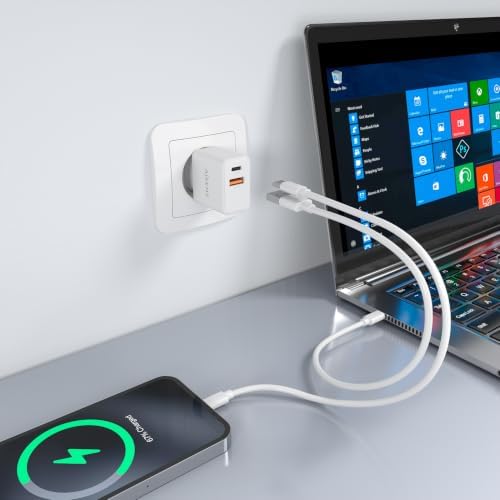 GAN Chargeur 20W, 1x USB-C PD3.0, 1x USB-A QC3.0, Blanc