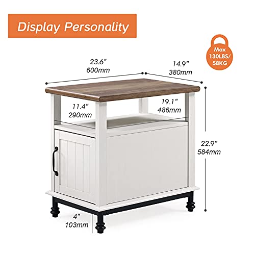 WAMPAT Farmhouse Nightstand, Premium Wood Accent End Side Table with