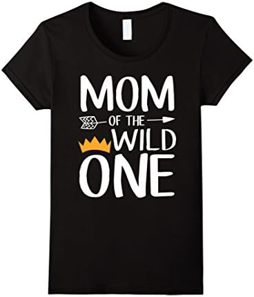 Womens Funny Shirt Cute Mom Of The Wild One Thing 1st Birthday XL Black