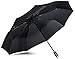 LifeTek Traveler 45 FX1 Windproof Travel Umbrella, Automatic Open Close, Compact for Rain and Sun, Fits in Purse or Backpack, Strong Lightweight Durable Frame, UV Protection, Small and Portable Black