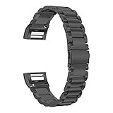 Oitom Stainless Steel Bands Compatilbe with Fitbit Charge 2,Premium Stainless Steel SS Metal Replacement Watch Band Strap for Smart Fitness Watch(Black)