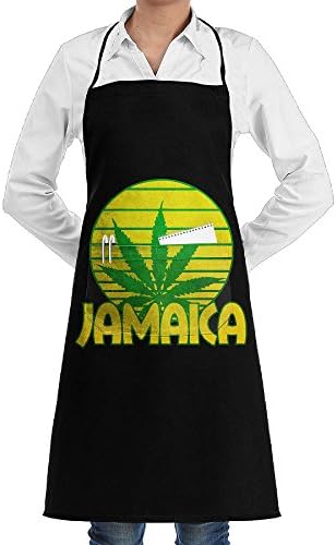 Weed Canabbis Jamaica Cooking Kitchen Bib Apron Durable Comfortable With Front Pocket