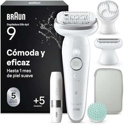 Silk·épil 9 SkinSpa Depiladora Eléctrica Mujer, 9-381, Plata