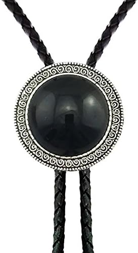 Retro Novelty Western Cowboy Celtic Black Stone Bolo Tie Necktie For Men