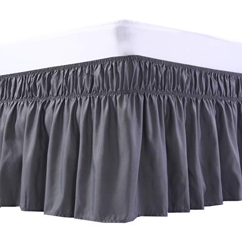 MEILA Bed Skirt Three Fabric Sides Elastic Wrap Around Dust Ruffled Solid Bed Skirts Easy On/Easy Of - //medicalbooks.filipinodoctors.org