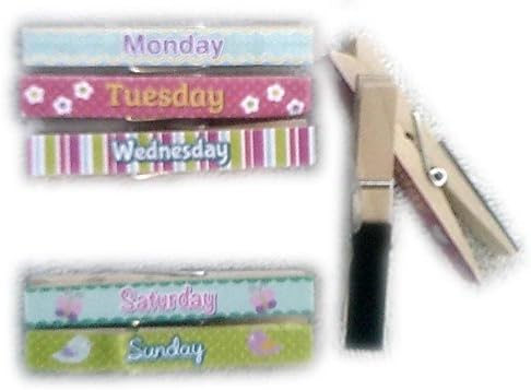 7 Clothespin Refrigerator Magnets - One for Each Day of the Week
