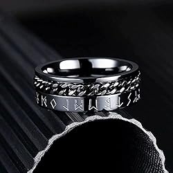 King Will 8mm Black Spinner Ring Cuban Chain Viking