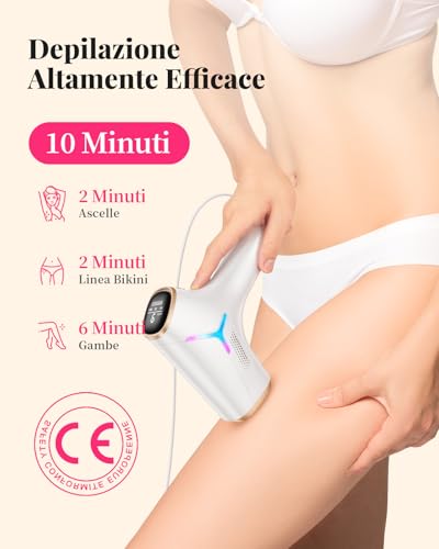 Haarlosy Epilatore Luce Pulsata con Tecnologia IGBT - 3 IN 1 HR/SR/HR+ Epilatore Laser Professionale, 9 Livelli di Energia Regolabile Adatto Depilatore Corpo, Viso, Ascelle, Gambe GLY03