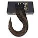 Sunny New Balayage Color 16inch Remy Hair Extensions Natural Black to Chesnut Brown Highlight Black Clip in Human Hair Extensions 7pcs 120gram for Beautiful Hairstyle